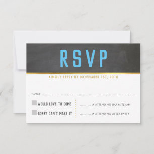 CARTE DE RÉPONSE RSVP smart bold type or gris aqua