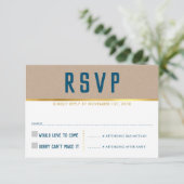 CARTE DE RÉPONSE RSVP smart bold type or kraft ble (Debout devant)
