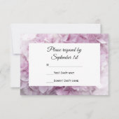 Carte de réponse RSVP Soft Pink Hydrangea Wedding (Devant)