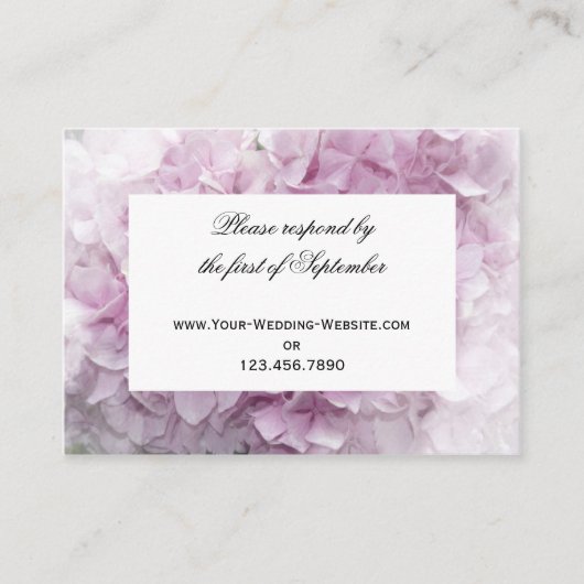 Carte de réponse RSVP Soft Pink Hydrangea Wedding (Devant)