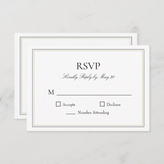 Carte de réponse RSVP standard simple (Devant / Derrière)