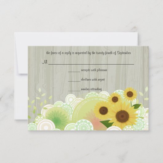 Carte de réponse RSVP Tendance Sunflowers (Devant)