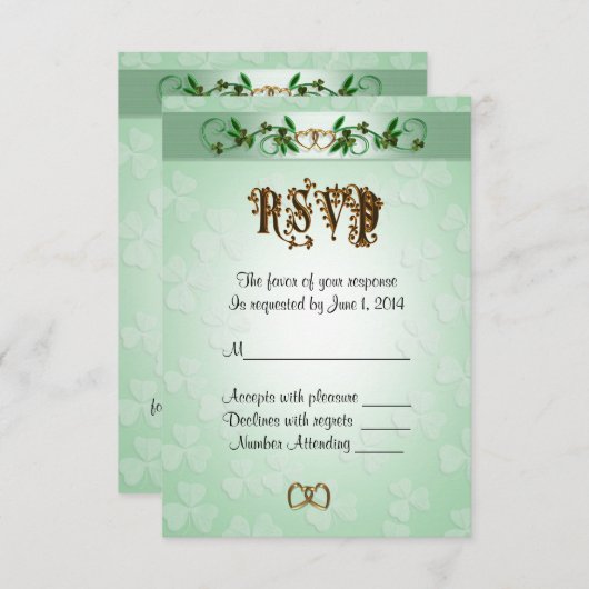 Carte de réponse RSVP thème irlandais (Devant / Derrière)