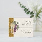Carte de réponse RSVP Thème Vin Champagne Moderne (Debout devant)