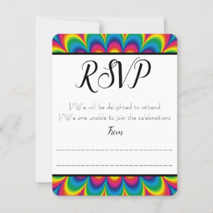 Carte de réponse RSVP Tie-Dye Psychédélique