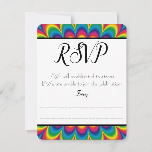 Carte de réponse RSVP Tie-Dye Psychédélique (Devant)