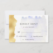 Carte de réponse RSVP Transparent Blue Gold Foil (Devant)
