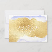 Carte de réponse RSVP Transparent Blue Gold Foil (Dos)