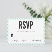 Carte de réponse RSVP turquoise Blue Stripes (Debout devant)