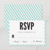 Carte de réponse RSVP turquoise Blue Stripes (Devant / Derrière)