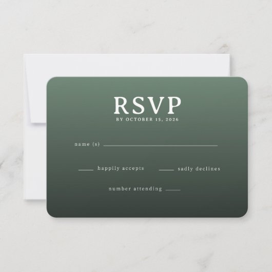 Carte de réponse RSVP Vert Élégant (Devant)