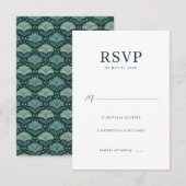 Carte de réponse RSVP Vert Élégant (Devant / Derrière)