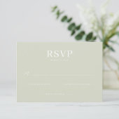 Carte de réponse RSVP Vert Éteint Élégant (Debout devant)