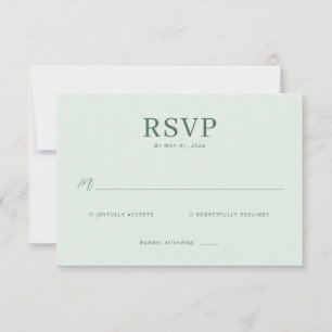 Carte de réponse RSVP Vert Pastel Calme