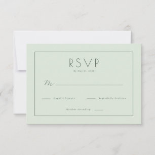 Carte de réponse RSVP Vert pastel élégant