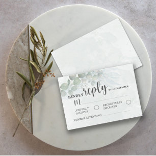Carte de réponse RSVP verte Eucalyptus