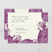 Carte de réponse RSVP Victoria Swirl - Plum violet (Devant / Derrière)