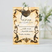 Carte de réponse RSVP vintage antique Heart Lock & (Debout devant)