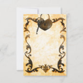 Carte de réponse RSVP vintage antique Heart Lock & (Dos)