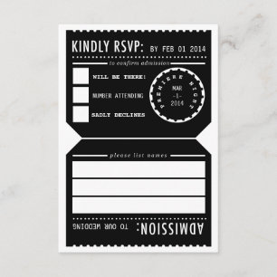 Carte de réponse RSVP vintage Theatre en noir