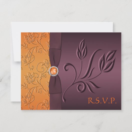 Carte de réponse RSVP Violet et Tangerine (Devant)