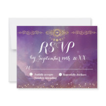 Carte de réponse RSVP Violet Sky Gold Moon