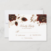 Carte de réponse RSVP Watercolor Gold Roses (Devant)