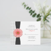 Carte de réponse Ruban à pois Corail Daisy (Debout devant)