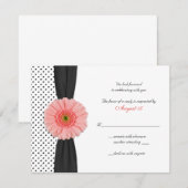 Carte de réponse Ruban à pois Corail Daisy (Devant / Derrière)