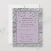 Carte de réponse ruban imprimé prune, florale étai (Dos)