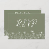 Carte de réponse Rustique Boho Fleur de Sages Vert (Devant / Derrière)