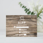 Carte de réponse rustique en bois pour campagne (Debout devant)