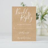 Carte de réponse rustique Kraft Signature Script (Debout devant)