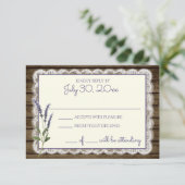 Carte de réponse Rustique Lavande et Mariage dente (Debout devant)