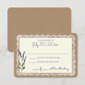 Carte de réponse Rustique Lavande et Mariage dente (Devant / Derrière)