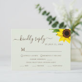 Carte de réponse Sage Green Rustic Sunflower RSVP (Debout devant)