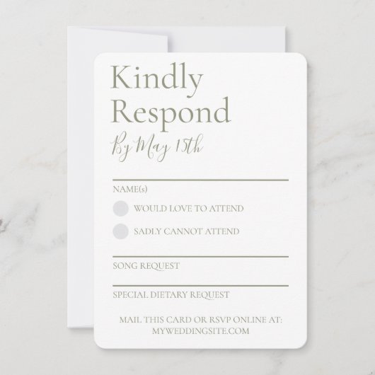 Carte de réponse Sage Green Wedding RSVP (Devant)