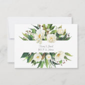 Carte de réponse sans repas Fleurs blanches & verd (Dos)