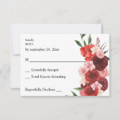 Carte de réponse sans repas Fleurs rouges (Devant)