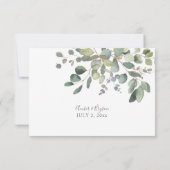Carte de réponse sans repas Rustic Eucalyptus Gree (Dos)