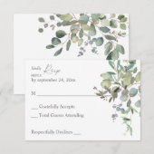 Carte de réponse sans repas Rustic Eucalyptus Gree (Devant / Derrière)