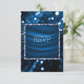 Carte de réponse satin royal et bleu rsvp (Debout devant)