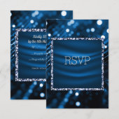 Carte de réponse satin royal et bleu rsvp (Devant / Derrière)