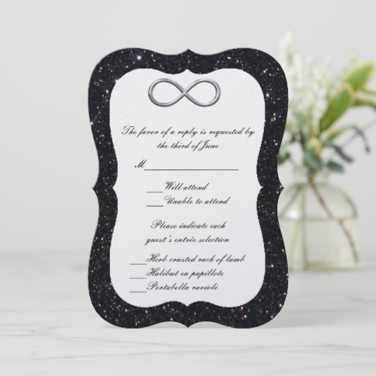 Carte de réponse Silver Infinity Parties scintilla (Debout devant)