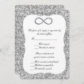 Carte de réponse Silver Parties scintillant Silver (Devant / Derrière)