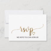 Carte de réponse simple avec calligraphie dorée po (Devant)