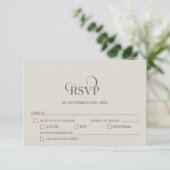 Carte de réponse simple beige pour mariage avec op (Debout devant)