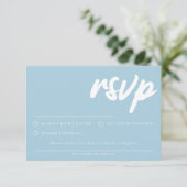 Carte de réponse Simple Bleu Clair RSVP avec choix (Debout devant)