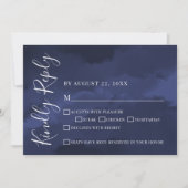 Carte de réponse simple bleu marine pour mariage (Devant)