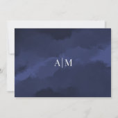 Carte de réponse simple bleu marine pour mariage (Dos)